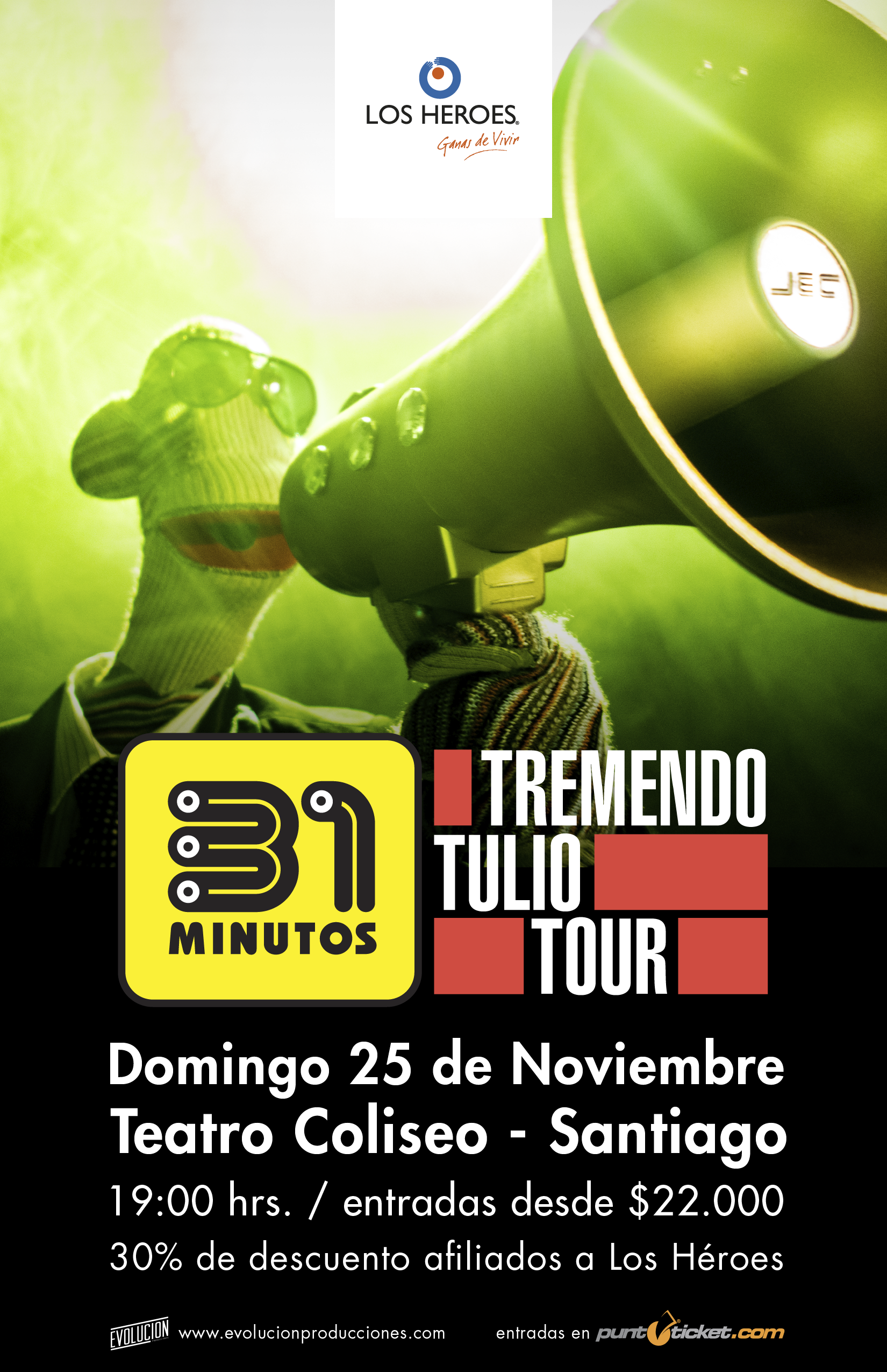 31 minutos se presenta en el Teatro Coliseo en Santiago