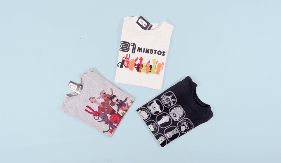 Poleras oficiales de 31 minutos a la venta en tienda Rockgotá en Colombia