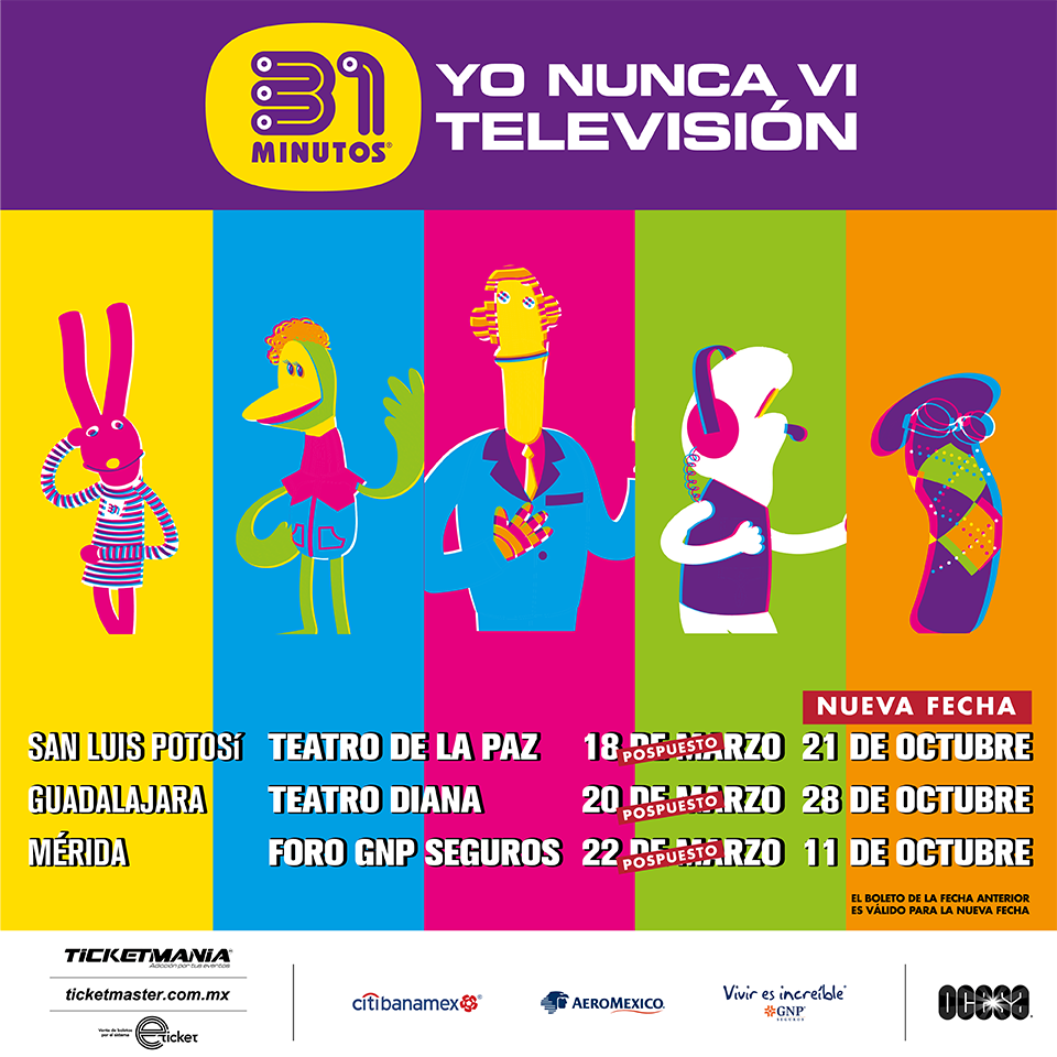 Fechas nuevas para los shows en vivo de 31 minutos en México pospuestos de marzo