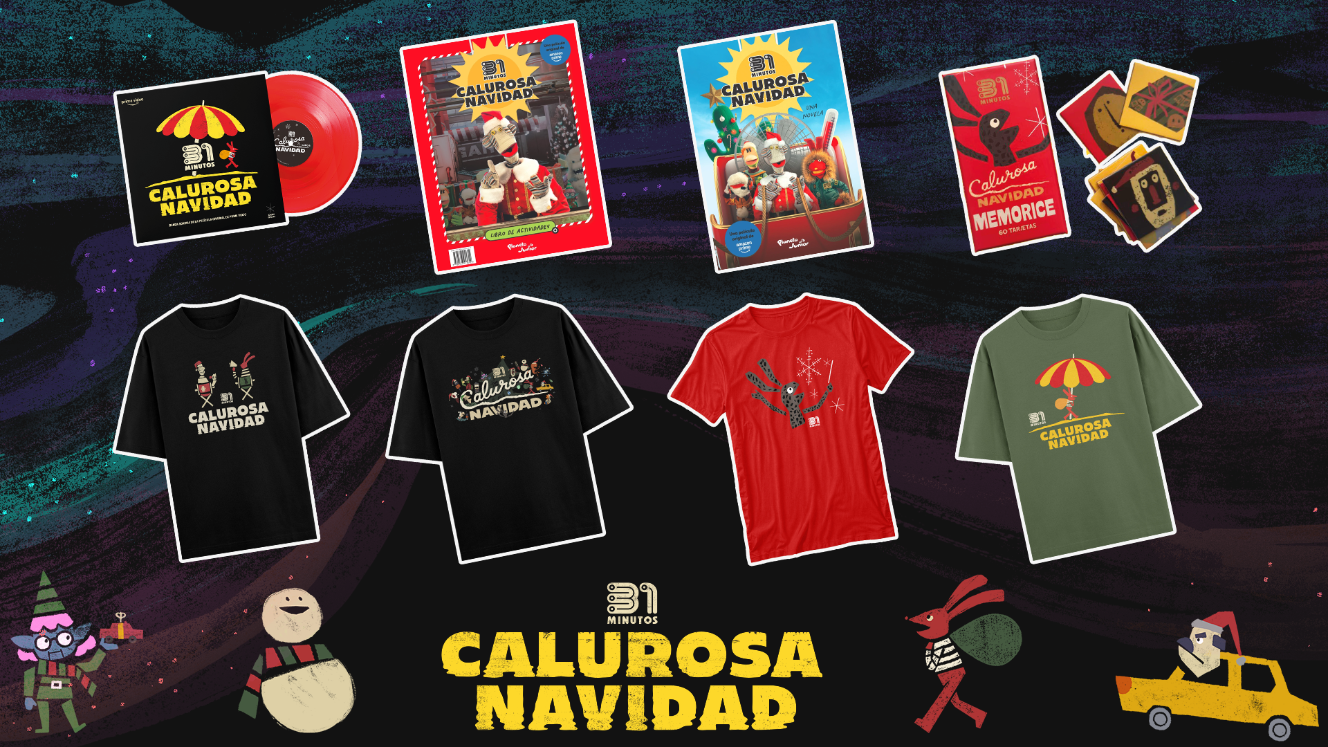 Colección de productos de «31 minutos: Calurosa Navidad» a la venta