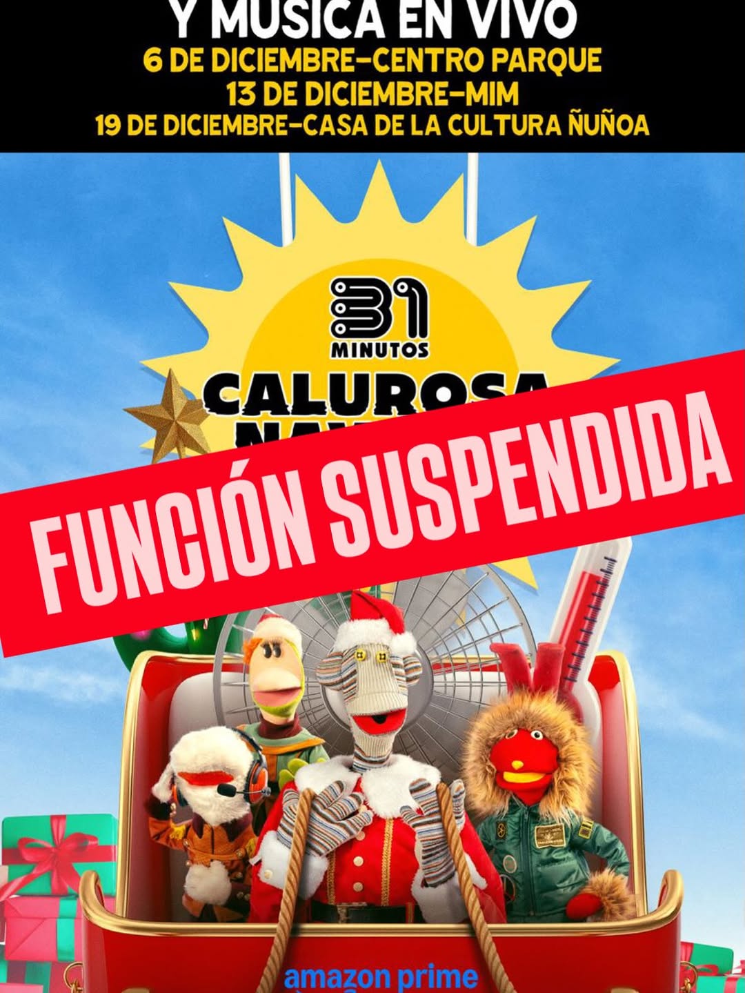 Se suspende proyección de «31 minutos: Calurosa Navidad» en Las Condes por lluvia (comunicado)